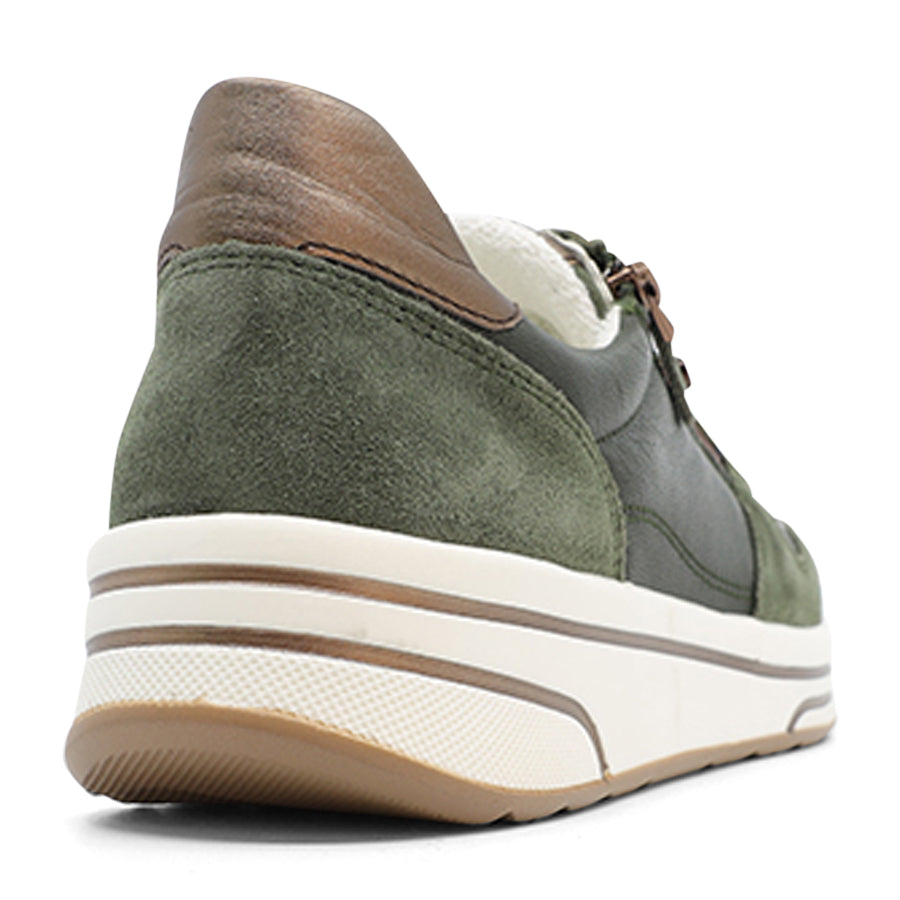 OLIVE GREEN LACE UP ZIP UP SNEAKER