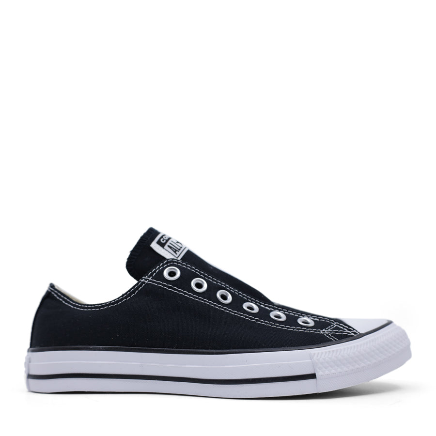 Black High top Converse slip on sneaker side view