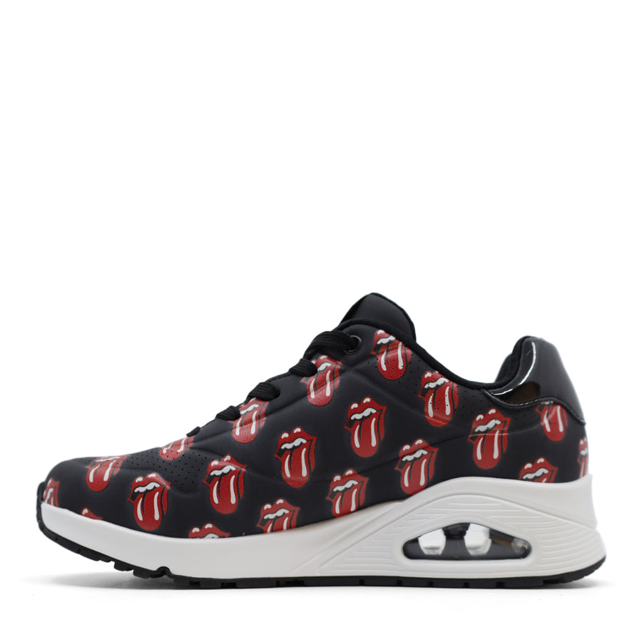 ROLLING STONES BLACK RED LACE UP SNEAKER