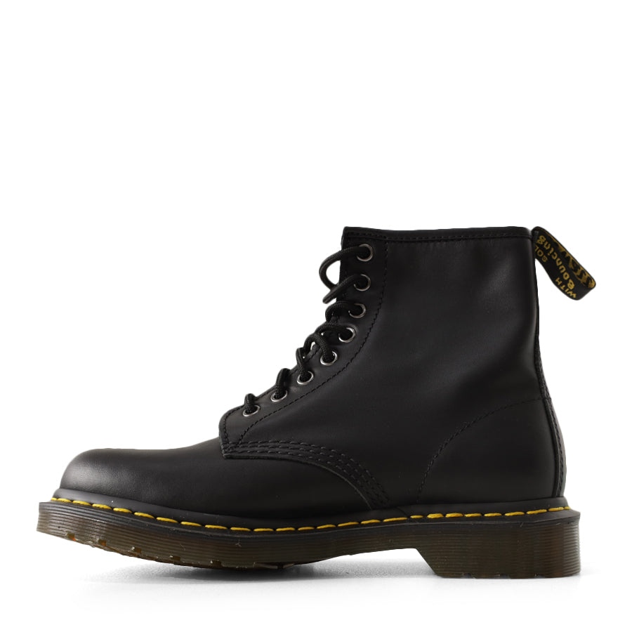 BLACK 8 HOLE GREASY LEATHER LACE UP BOOT