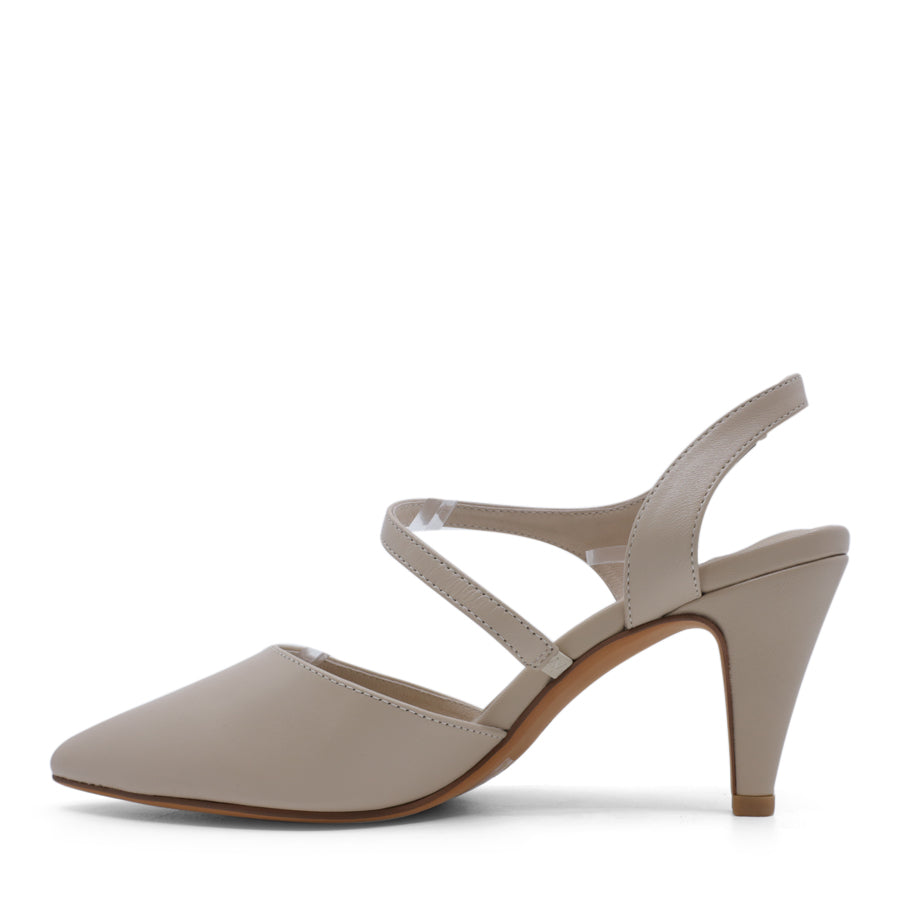 TAUPE NUDE BEIGE POINTED TOE ANKLE STRAP HIGH HEEL