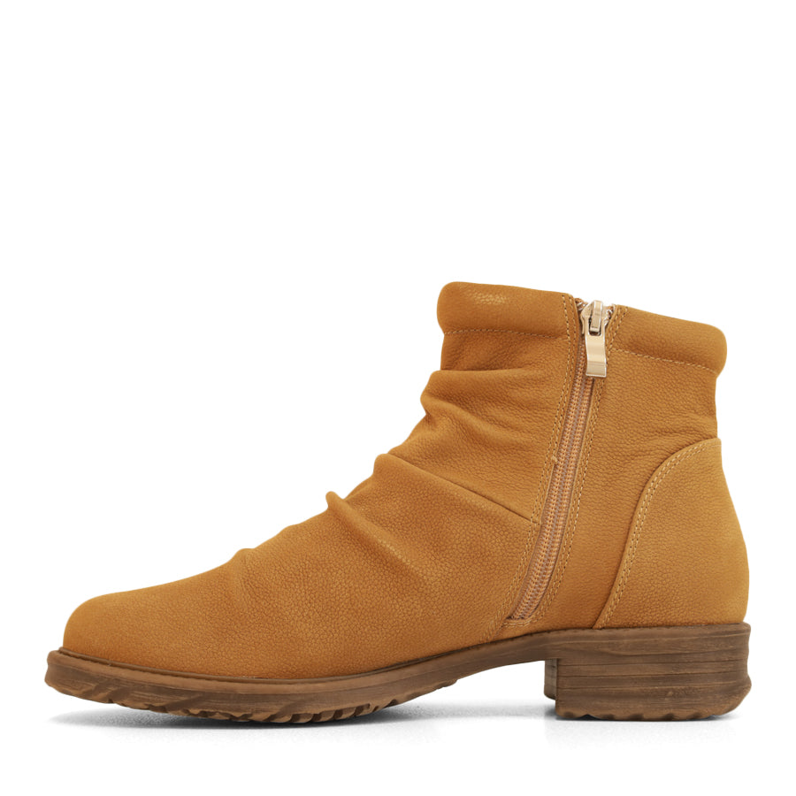 BUTTERNUT ORANGE COGNAC PULL ON ANKLE BOOT WITH ZIP