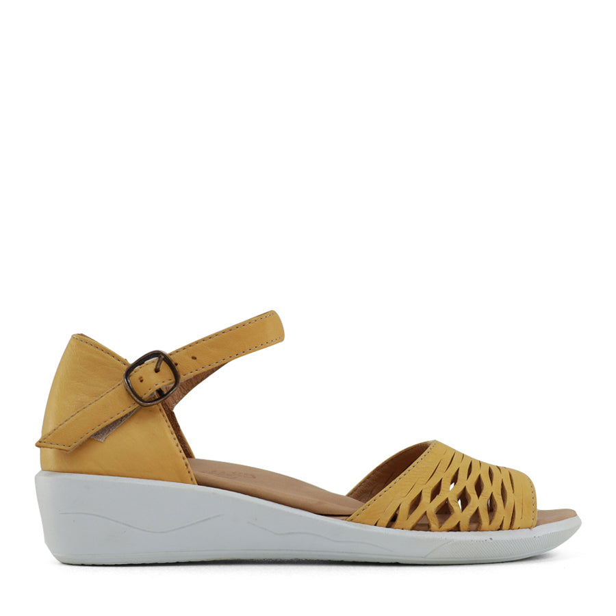 NOCHE YELLOW ENCLOSED HEEL ADJUSTABLE ANKLE BUCKLE STRAP SANDAL