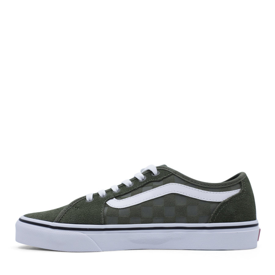 GRAPE LEAF GREEN CHECKERBOARD LACE UP SNEAKER