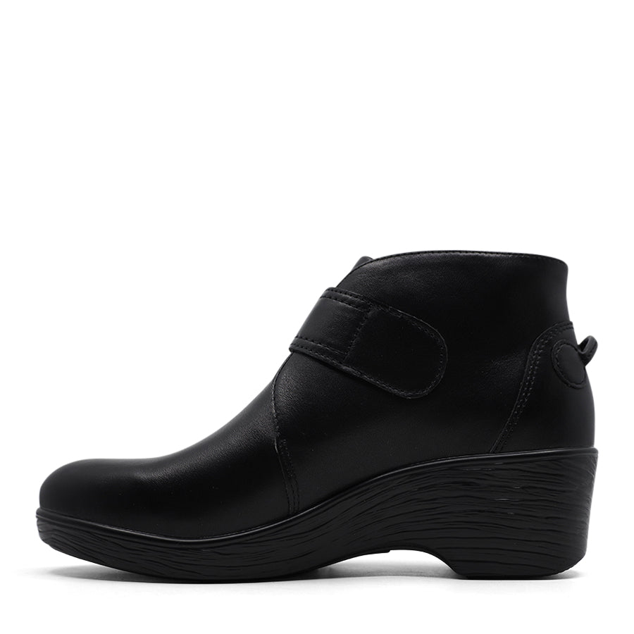 BLACK BUCKLE UP ANKLE BOOT