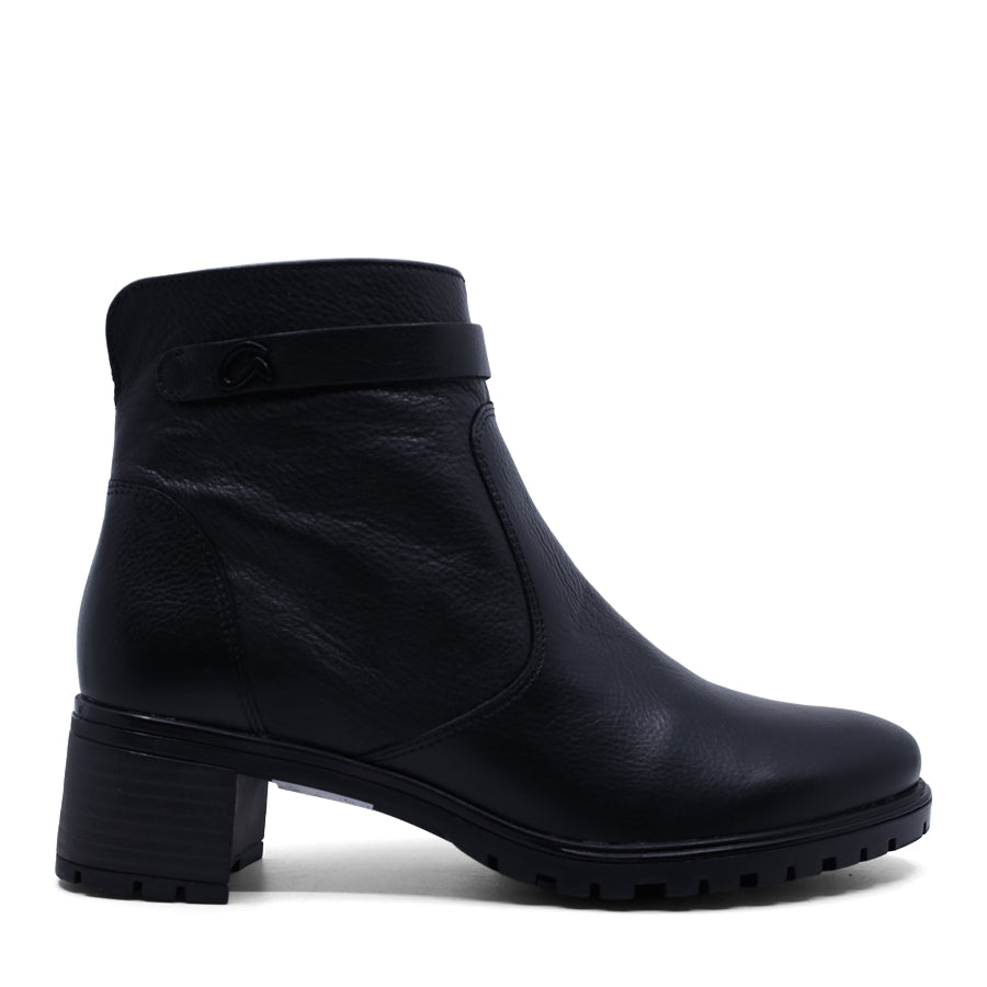 ARA BLACK ZIP UP HEEL ANKLE BOOT