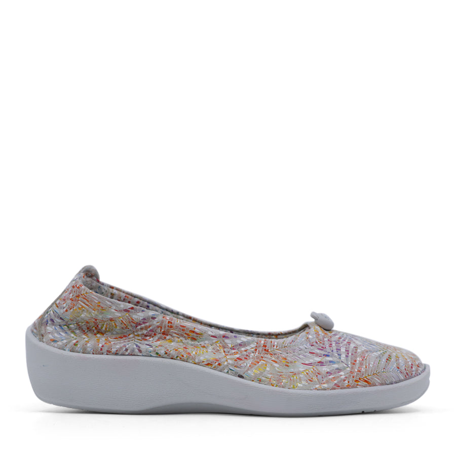 KOKOA PRINT TAUPE PRINT SLIP ON ADJUSTABLE TOGGLE BALLET FLAT SNEAKER LOAFER