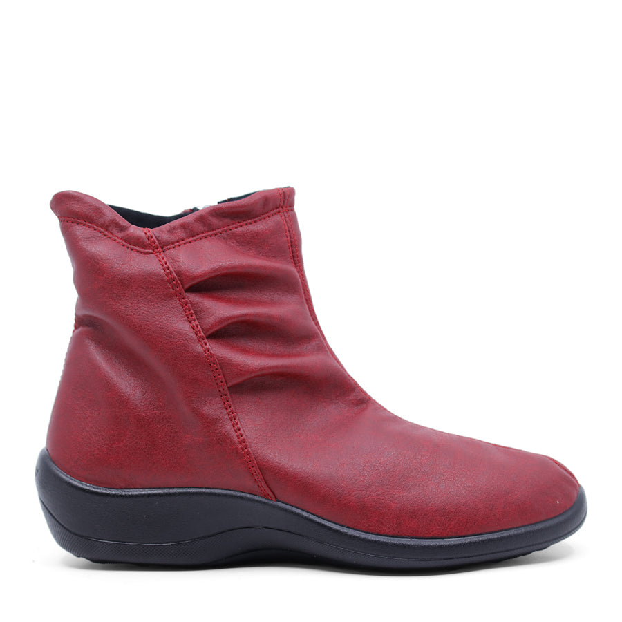 CHERRY RED ZIP UP ANKLE BOOT