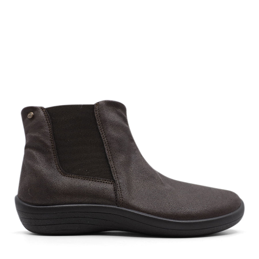 BRONZE BROWN ELASTIC SIDED ZIP UP ANKLE BOOT