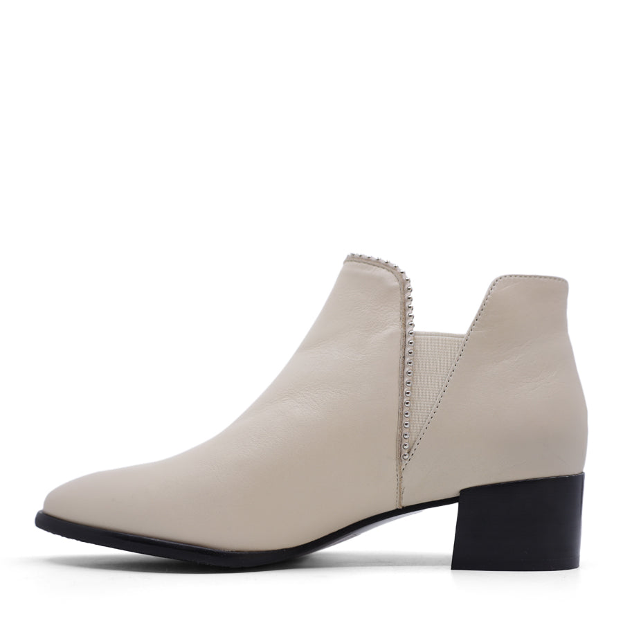 SWAN BEIGE SILVER DETAIL ELASTIC ANKLE BOOT