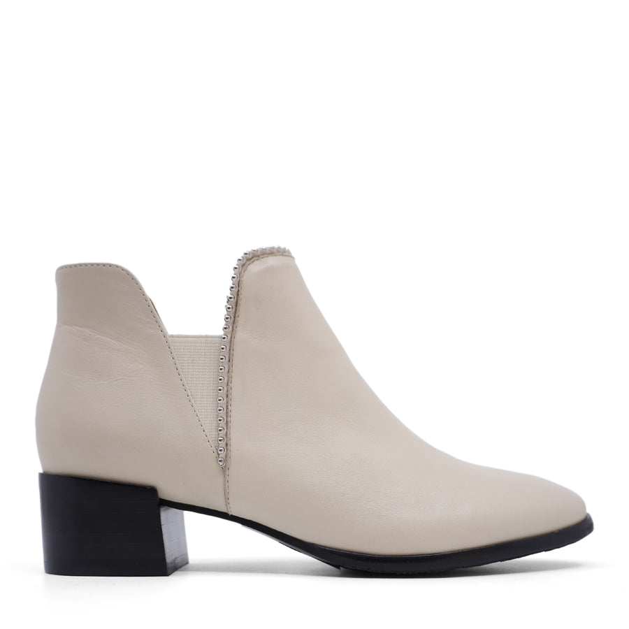 SWAN BEIGE SILVER DETAIL ELASTIC ANKLE BOOT