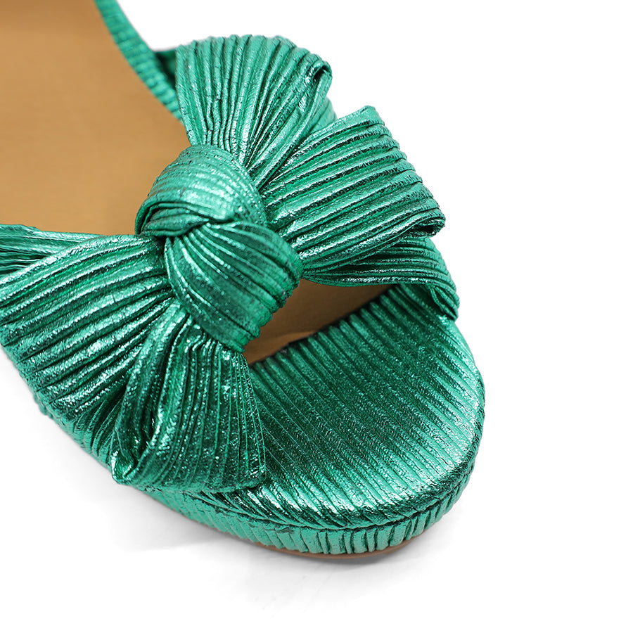 EMERALD GREEN BOW EVENING HIGH PLATFORM HEEL