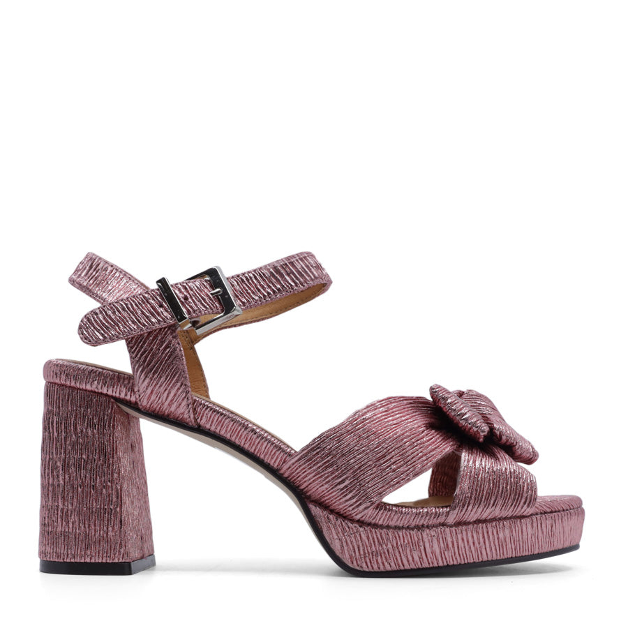 PINK ROSE BOW EVENING HIGH PLATFORM HEEL