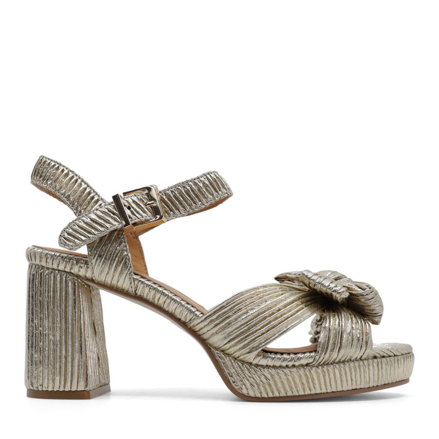 PINK ROSE BOW EVENING HIGH PLATFORM HEEL