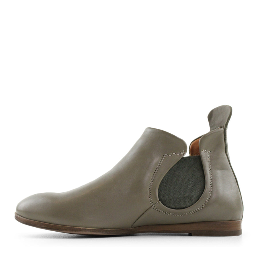OLIVE GREEN ELASTIC SIDED ANKLE BOOT