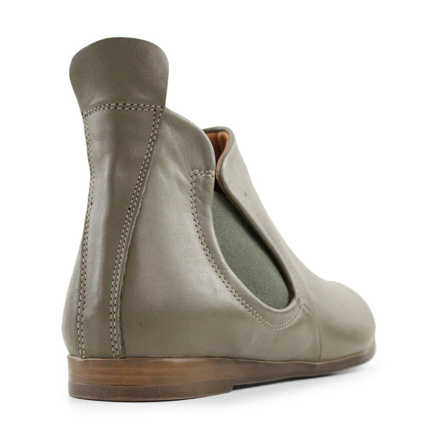 OLIVE GREEN ELASTIC SIDED ANKLE BOOT