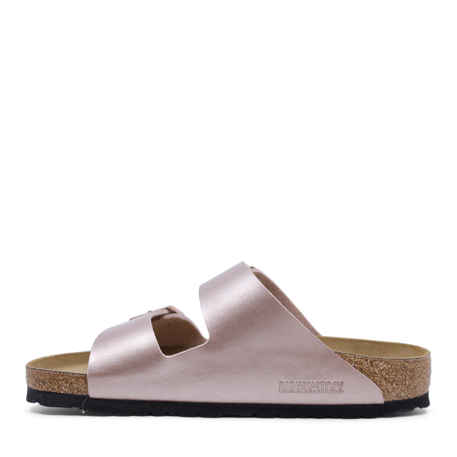 COPPER METALLIC PINK TWO STRAP SLIDE