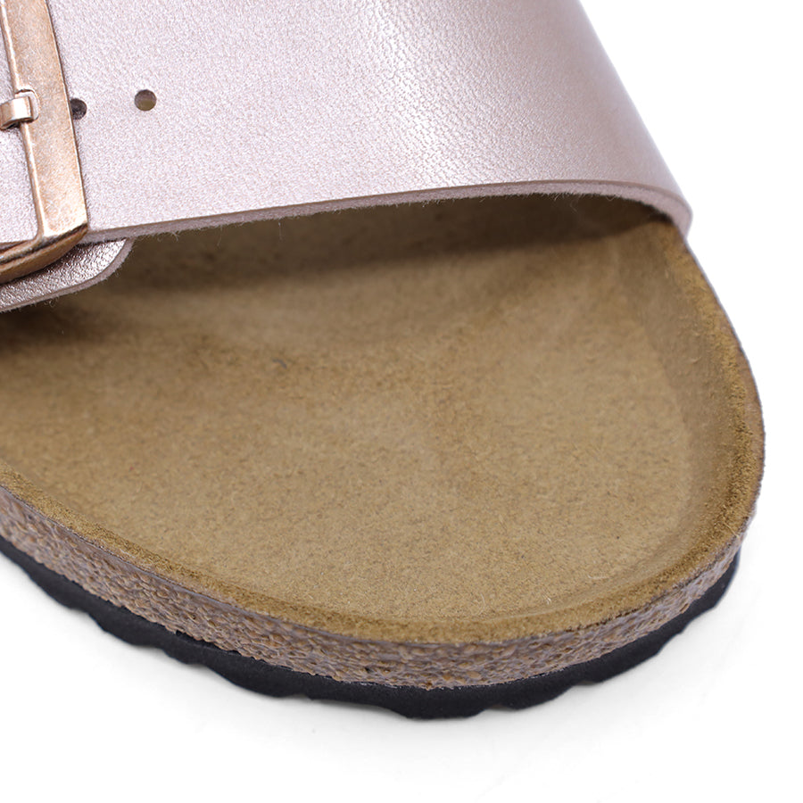 COPPER METALLIC PINK TWO STRAP SLIDE