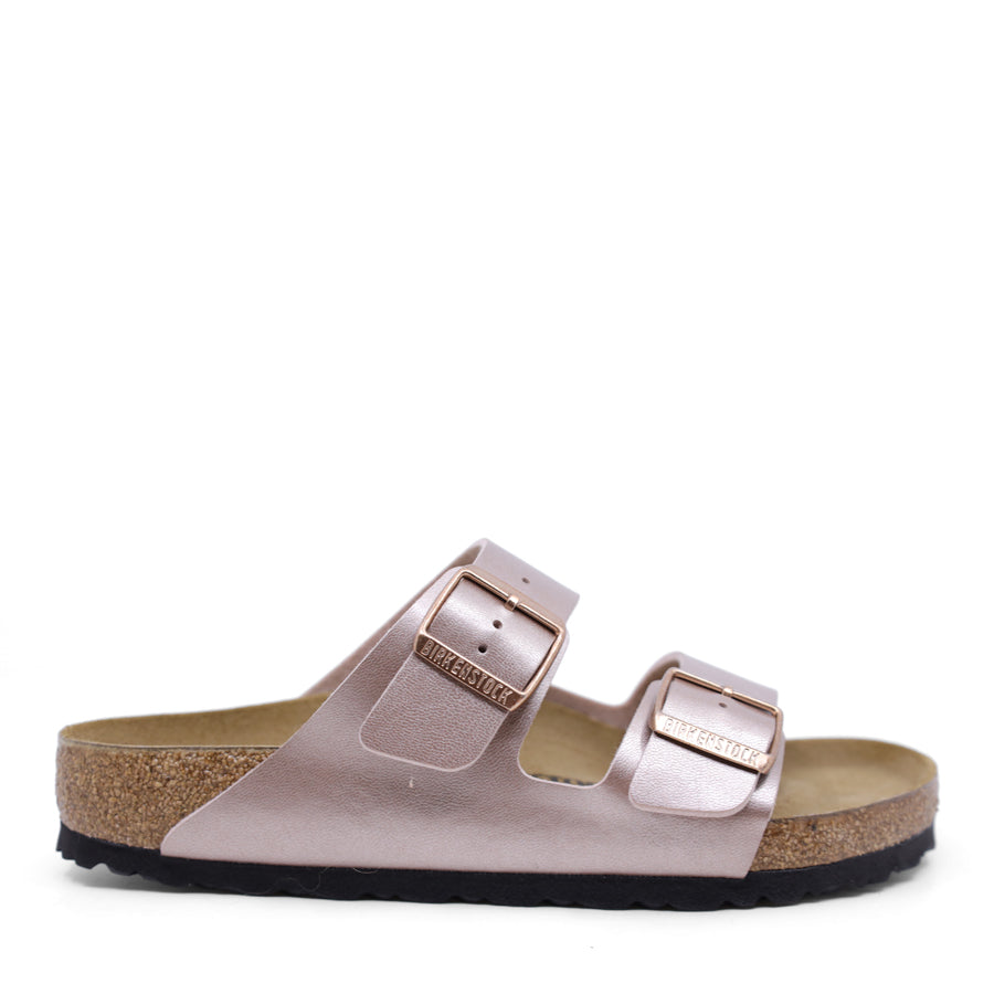 COPPER METALLIC PINK TWO STRAP SLIDE