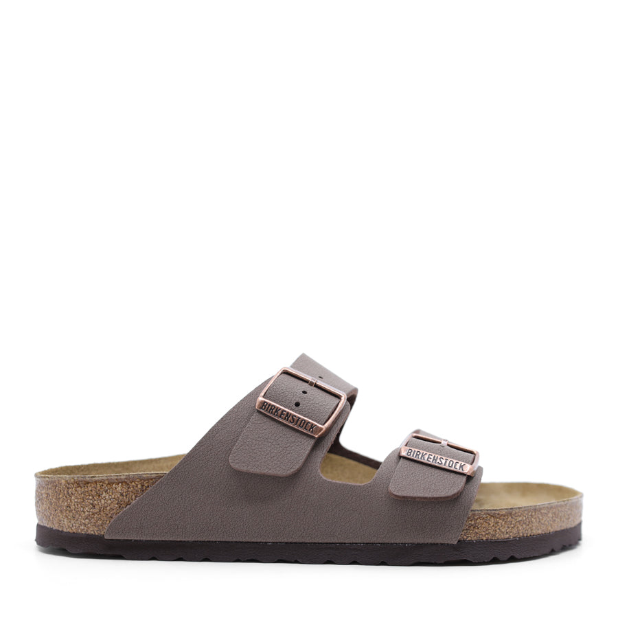 STONE GREY TWO STRAP SLIDE SANDAL