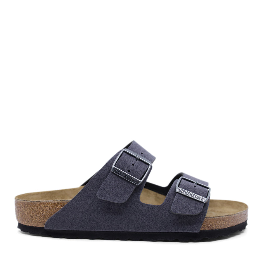 STONE GREY TWO STRAP SLIDE SANDAL