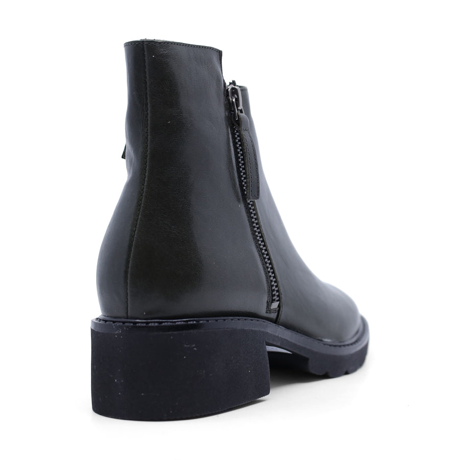 OLIVE GREEN DUAL ZIP ANKLE BOOT