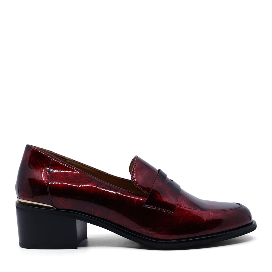 BRESLEY CLARET RED PATENT SLIP ON LOAFER SHOE