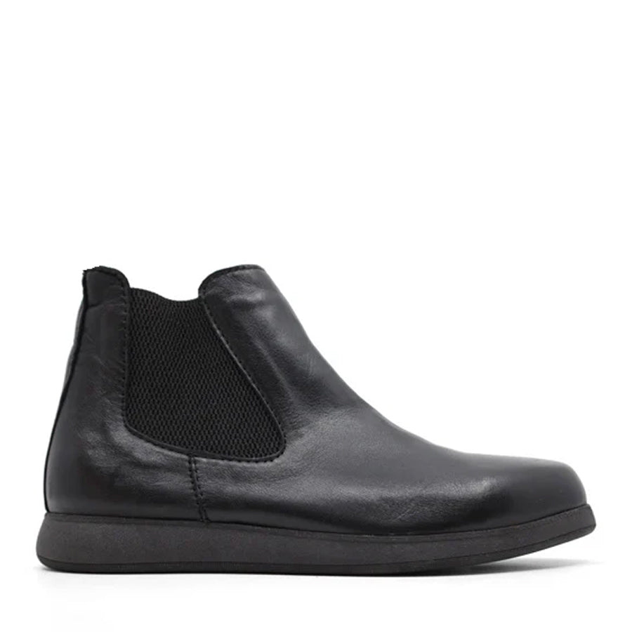 BLACK ELASTIC SIDED ANKLE BOOT