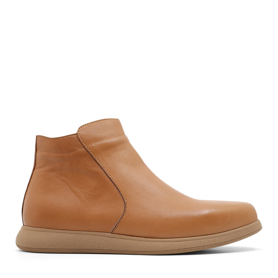 DARK COCONUT TAN BROWN ZIP UP ANKLE BOOT
