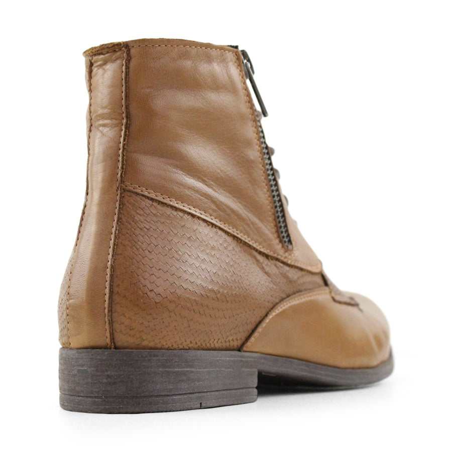 DARK QUERO BROWN LACE UP ZIP UP ANKLE BOOT