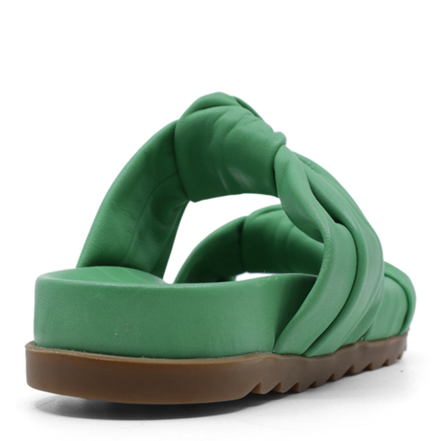 LEAF GREEN CROSSOVER BOW SLIDE SANDAL