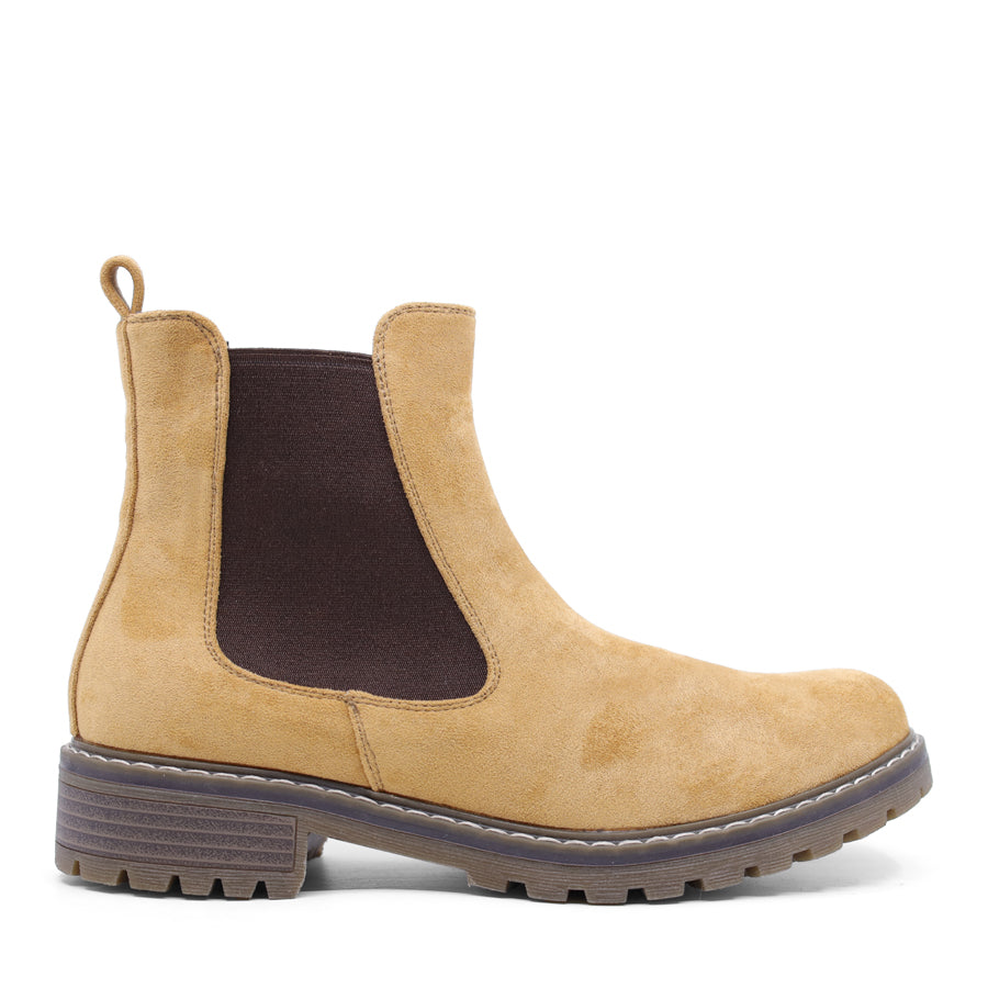 CHESTNUT BROWN TWIN ELASTIC GUSSET ANKLE BOOT