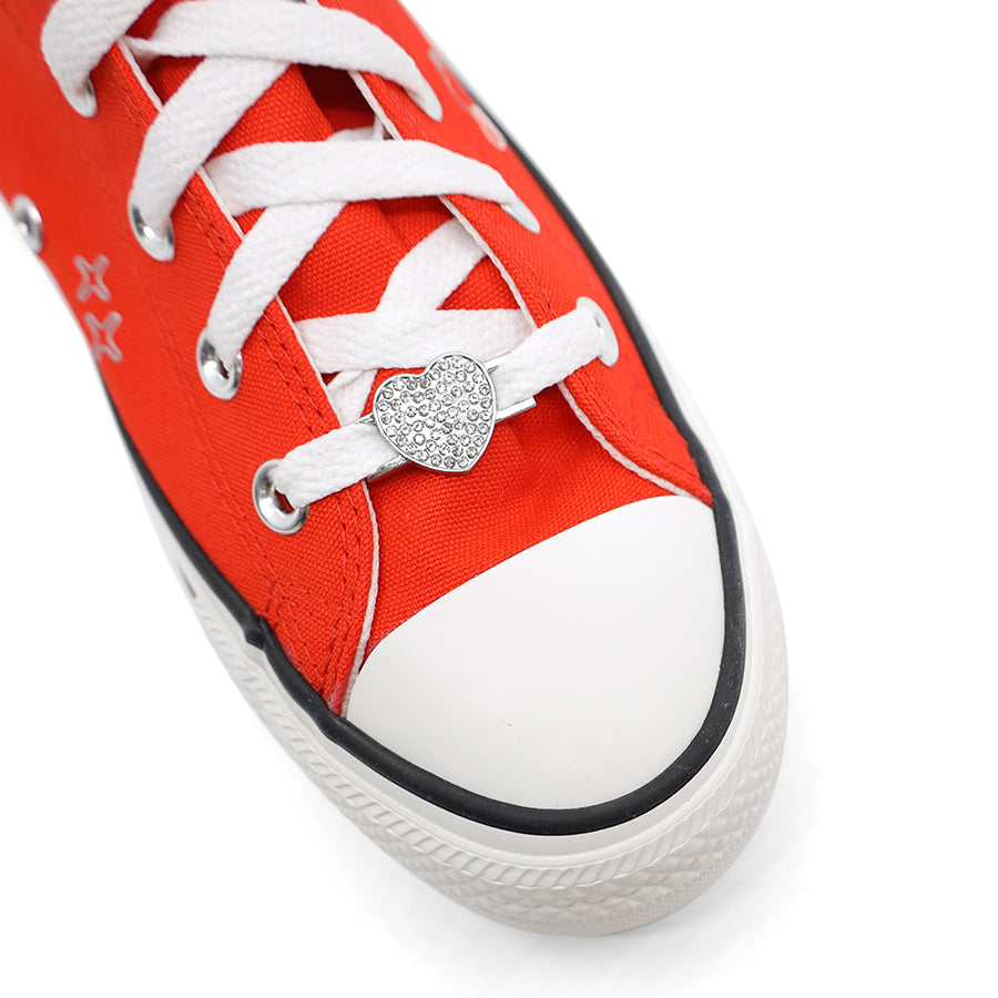 WOMENS CONVERSE RED HIGH TOP LACE UP LOVE HEART SNEAKER