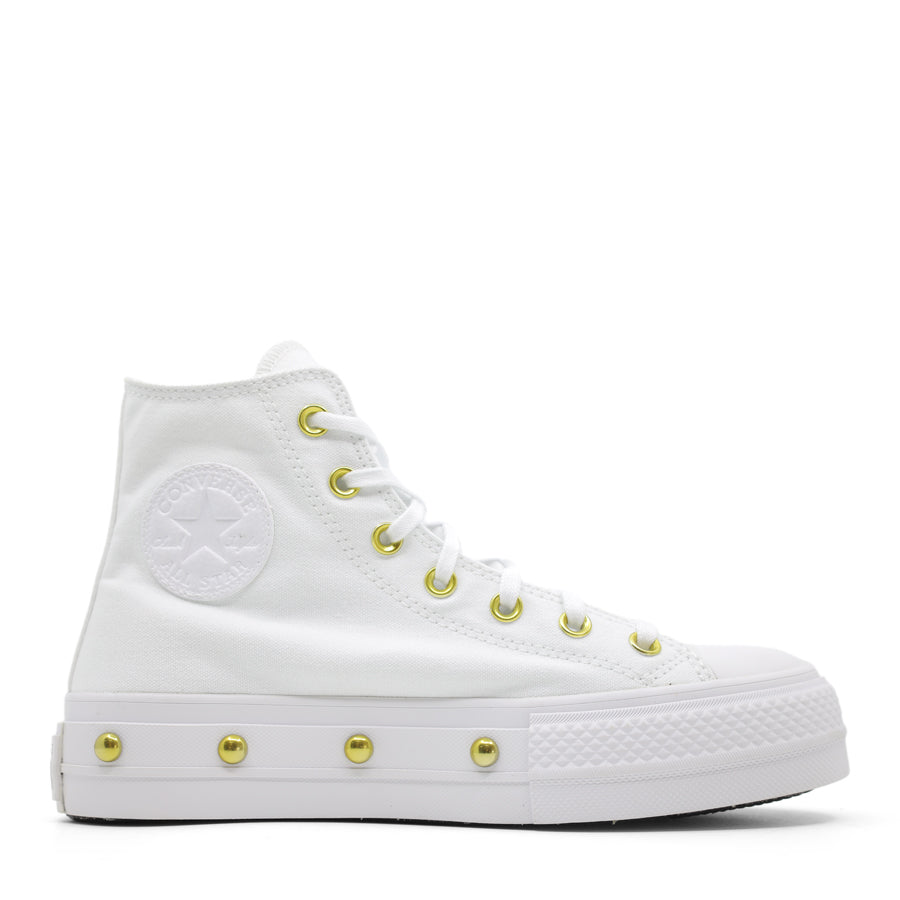 BLACK GOLD STUD PLATFORM HIGH TOP LACE UP SNEAKER