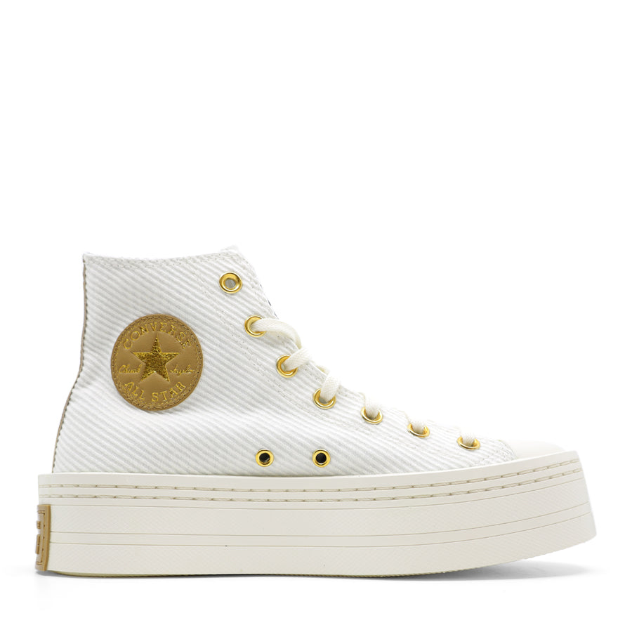 CONVERSE PLATFORM HIGH TOP WHITE GOLD LACE UP SNEAKER