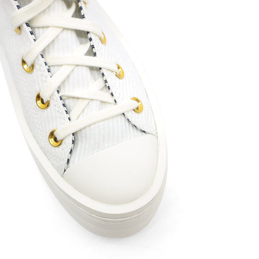 CONVERSE PLATFORM HIGH TOP WHITE GOLD LACE UP SNEAKER