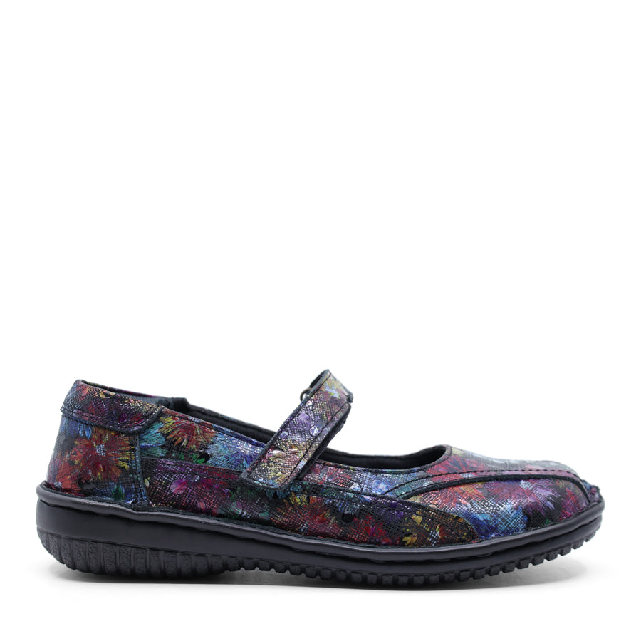 BLACK FLORAL FLAT MARY JANE LOAFER