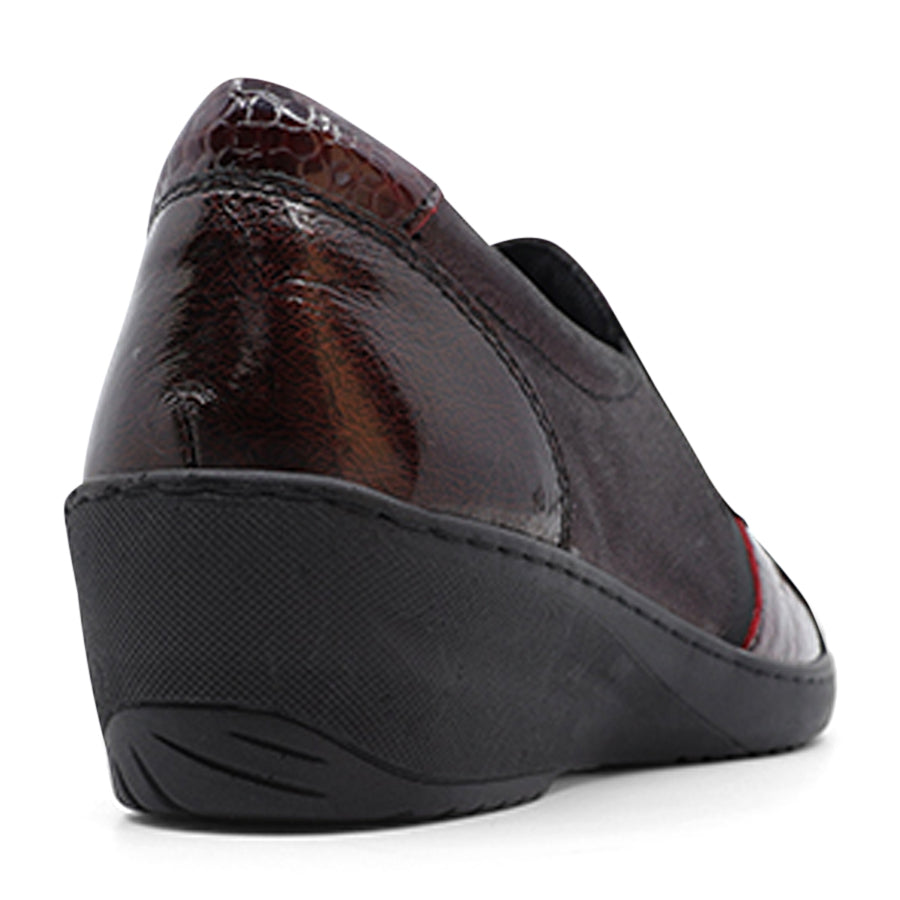 WINE RED PATENT SLIP ON FLAT LOAFER