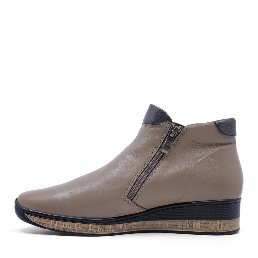 STONE WEDGE HEEL ZIP UP ANKLE BOOT