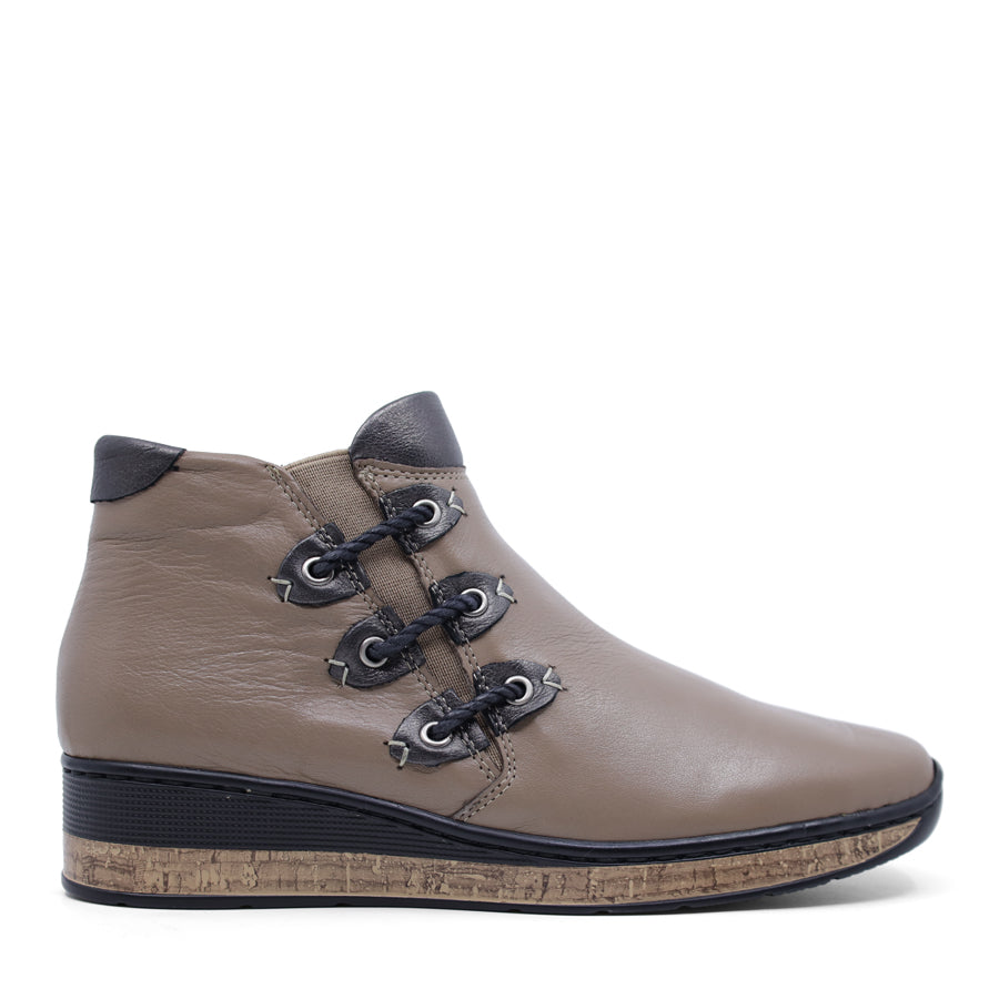 STONE WEDGE HEEL ZIP UP ANKLE BOOT