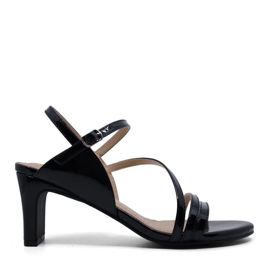 BLACK PATENT STRAPPY HEEL