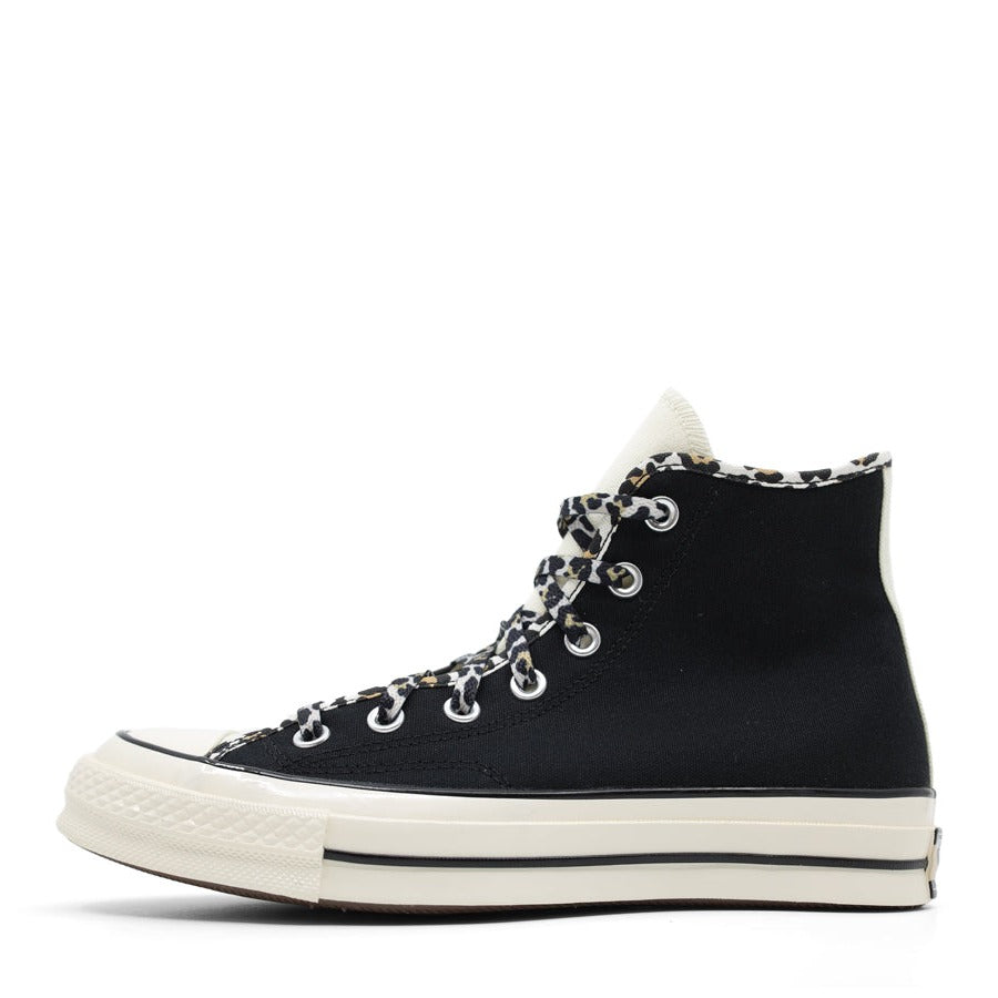 BLACK LEOPARD PRINT HIGH TOP LACE UP SNEAKER