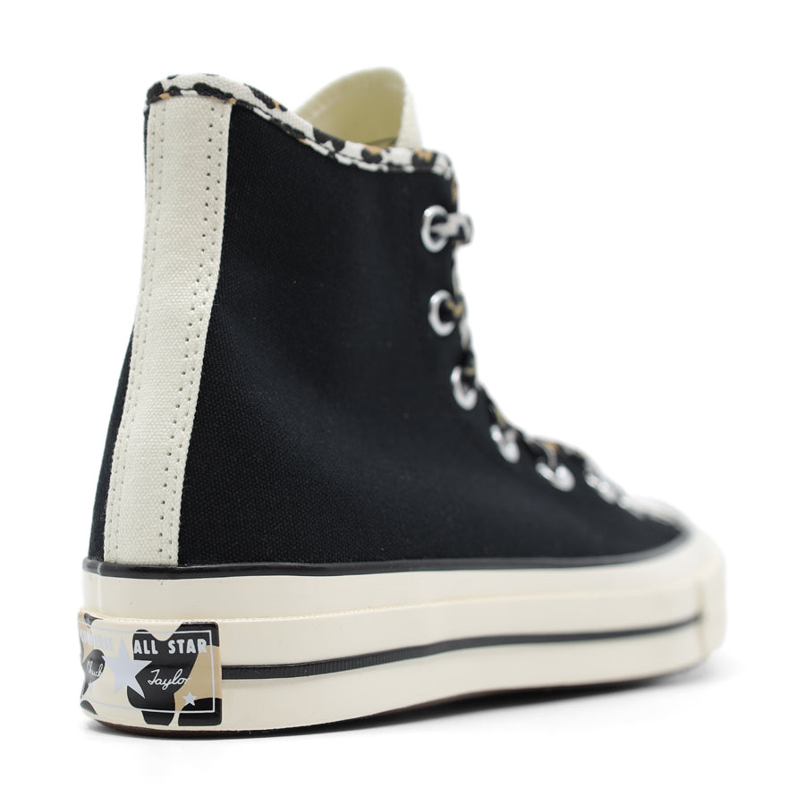 BLACK LEOPARD PRINT HIGH TOP LACE UP SNEAKER