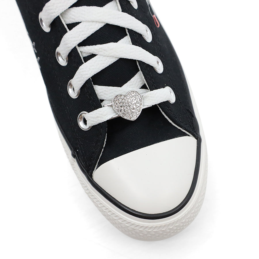 WOMENS CONVERSE BLACK HIGH TOP LACE UP LOVE HEART SNEAKER