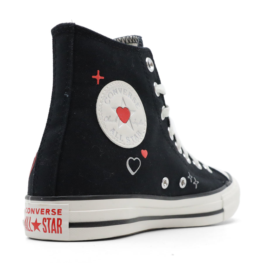 WOMENS CONVERSE BLACK HIGH TOP LACE UP LOVE HEART SNEAKER