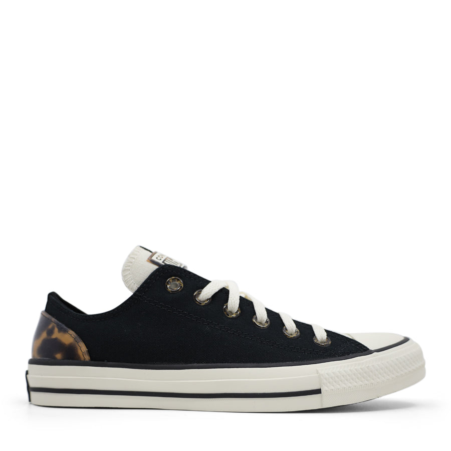 BLACK EGRET TORTOISESHELL LOW CUT LACE UP SNEAKER