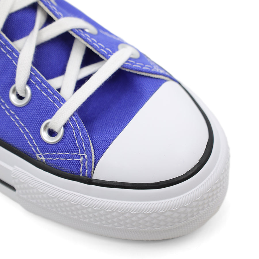 BRIGHT BLUE  CANVAS HIGH TOP LACE UP PLATFORM SNEAKER