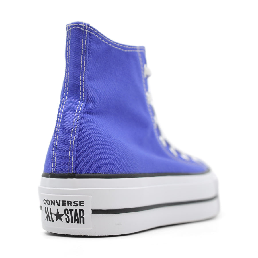 BRIGHT BLUE  CANVAS HIGH TOP LACE UP PLATFORM SNEAKER