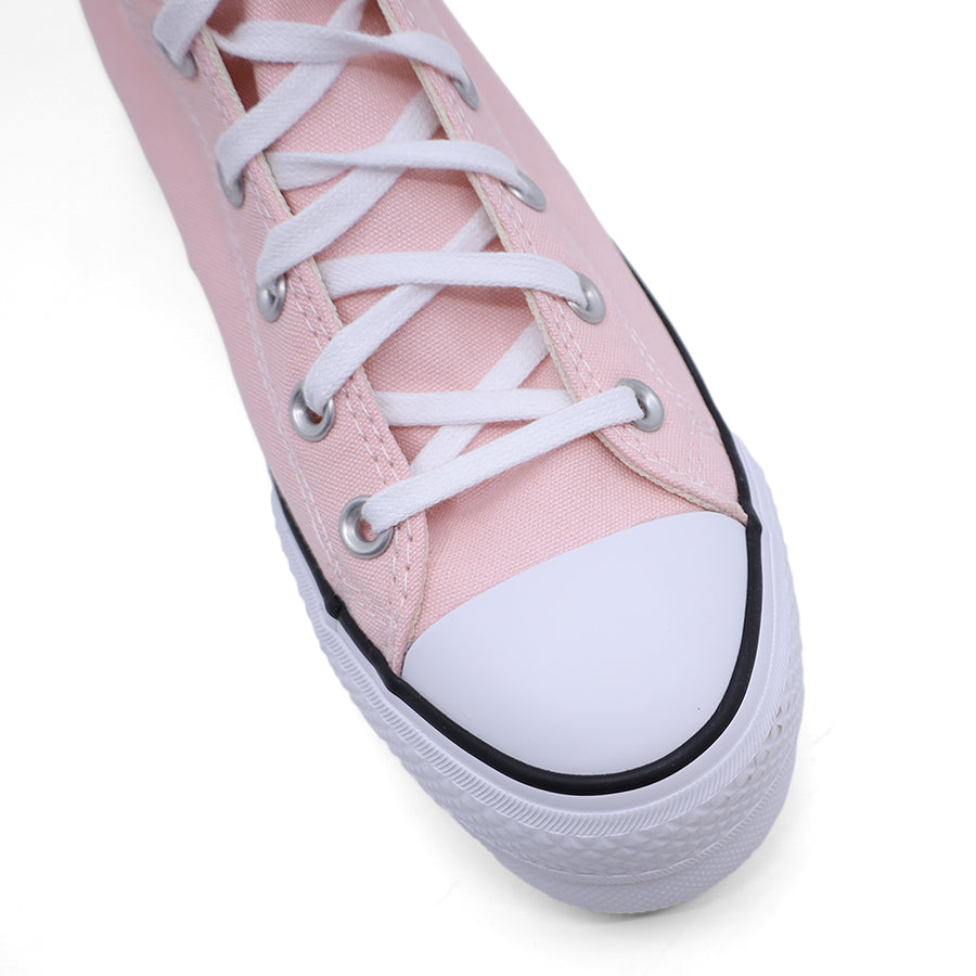 LIGHT BABY PINK CANVAS HIGH TOP LACE UP PLATFORM SNEAKER