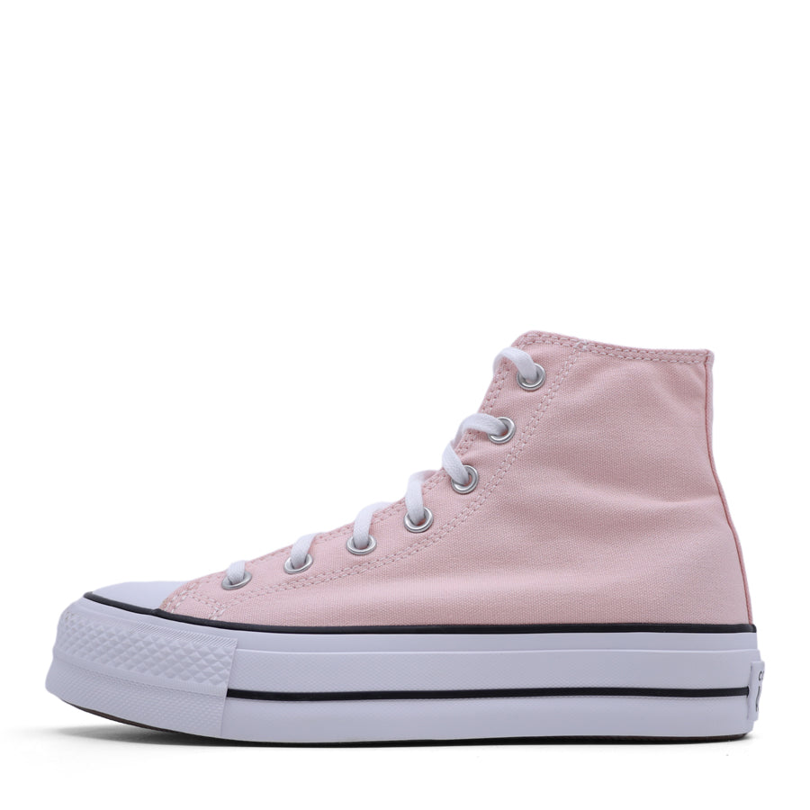 LIGHT BABY PINK CANVAS HIGH TOP LACE UP PLATFORM SNEAKER